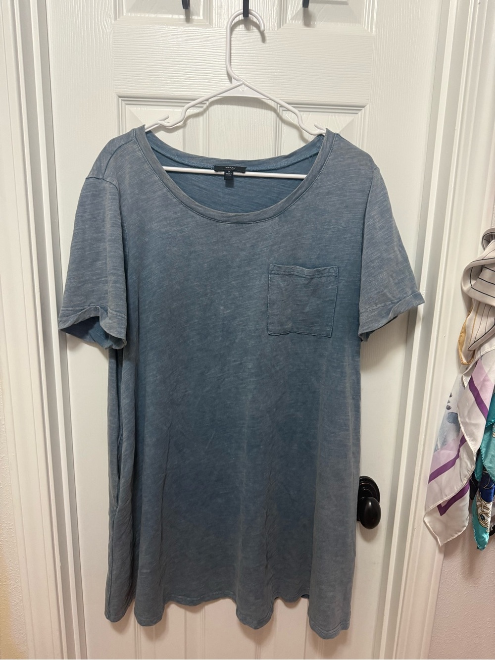 Very J Washed Blue Short Sleeve Pocket Tee